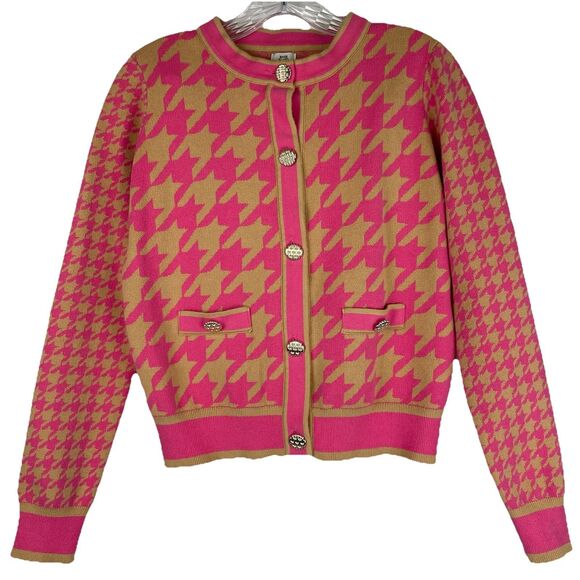 River Island Pink Preppy Houndstooth Cardigan-14 - Picture 3 of 13